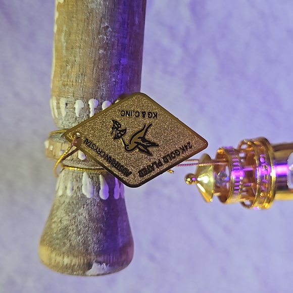 KG&C Gold Plated Lighthouse w/ Swarovski Crystals Ornament 3.5 - Picture 5 of 8